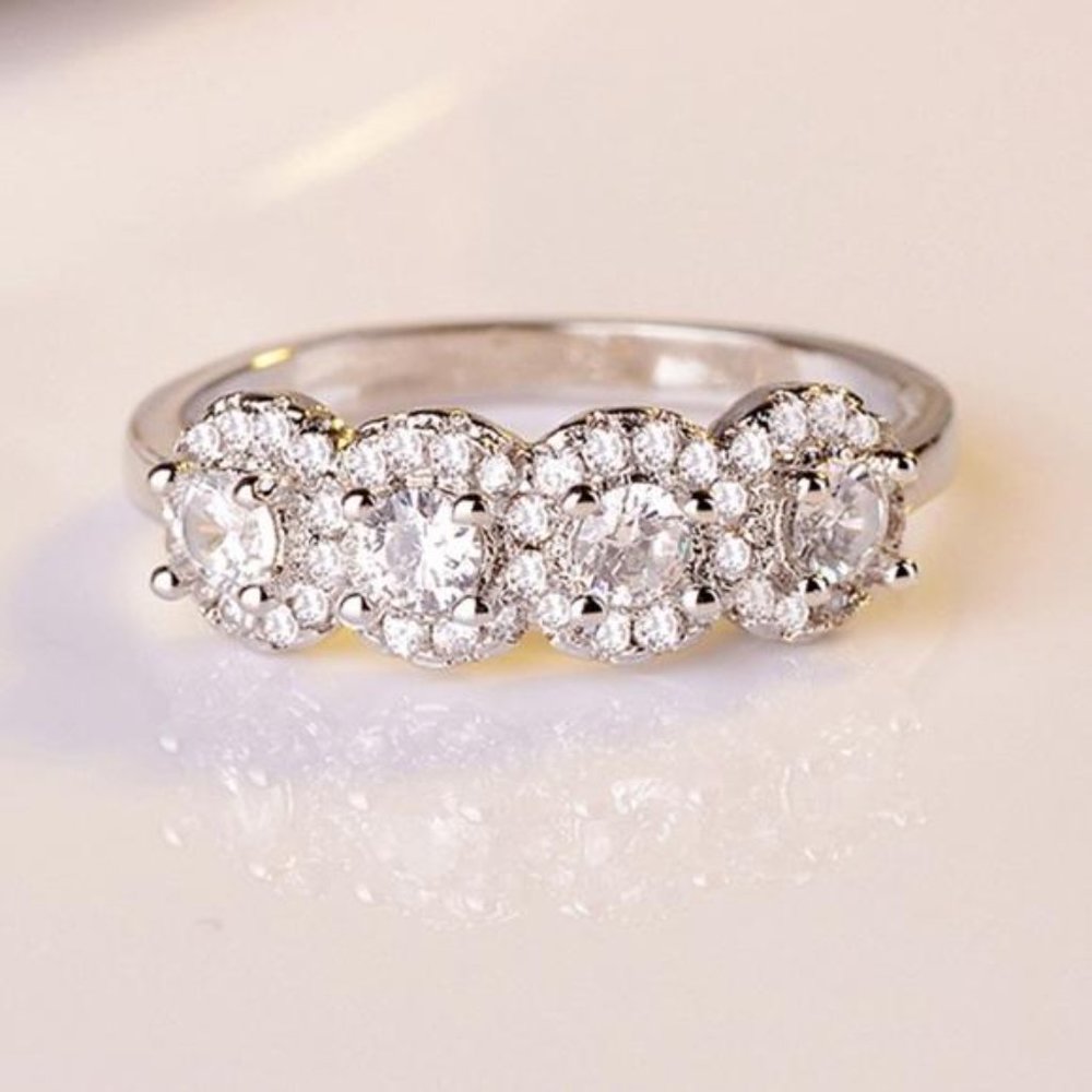 925 STERLING SILVER DIAMOND ETERNITY BAND RING, CUTE RING, SHINY RING. - Picture 7 of 8